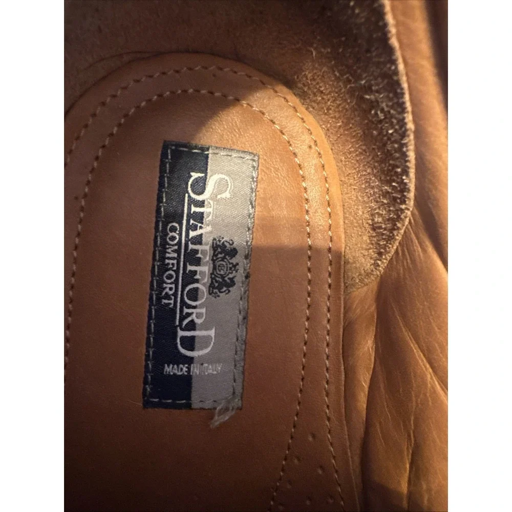 Stafford‎ Comfort Mens 12M Black Leather Derby Dress Shoes Made in Italy